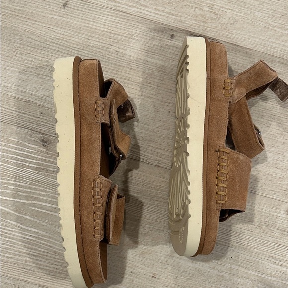 UGG Women's Goldenstar Flat Platform Lug-Sole Sandals in Chestnut 8.5 - Picture 4 of 6